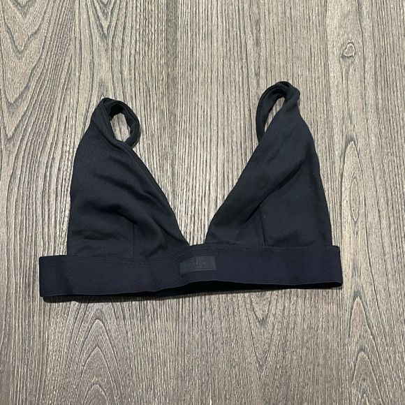 SKIMS Other - NWOT Skims Cotton Plunge Bralette Onyx Medium
